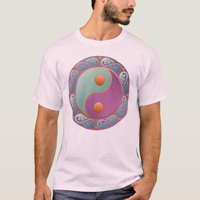 Yin Yang Medallion Violet Turquoise T-Shirt (Vorderseite)