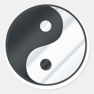 Yin Yang Metal Runder Aufkleber