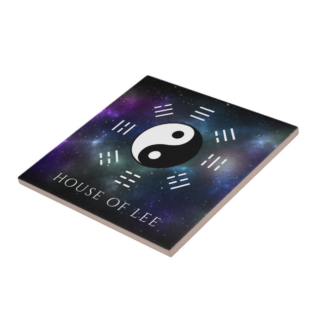 Yin Yang mit Bagua Trigram Symbols I-Ching Fliese (Seite)
