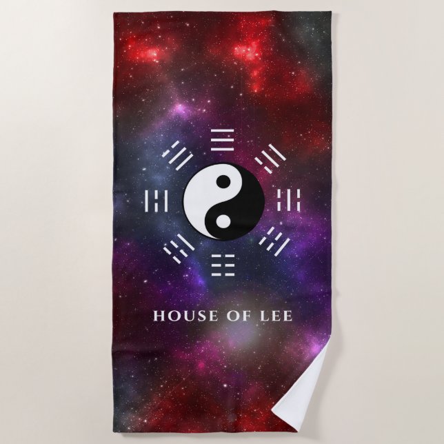 Yin Yang mit Bagua Trigram Symbols I-Ching Strandtuch (Vorderseite)