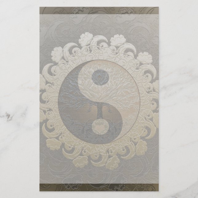 Yin Yang mit Baum des Lebens durch Amelia Carrie Briefpapier (Vorderseite)