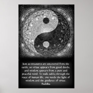 Yin Yang mit Buddha Zitat Poster
