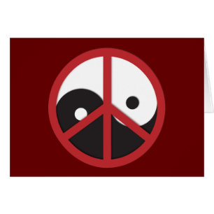 Yin-Yang mit Friedenszeichen - rot