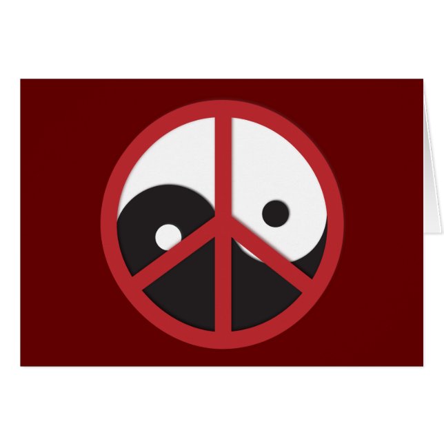 Yin-Yang mit Friedenszeichen - rot (Vorderseite (Horizontal))