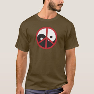 Yin-Yang mit Friedenszeichen - rot T-Shirt