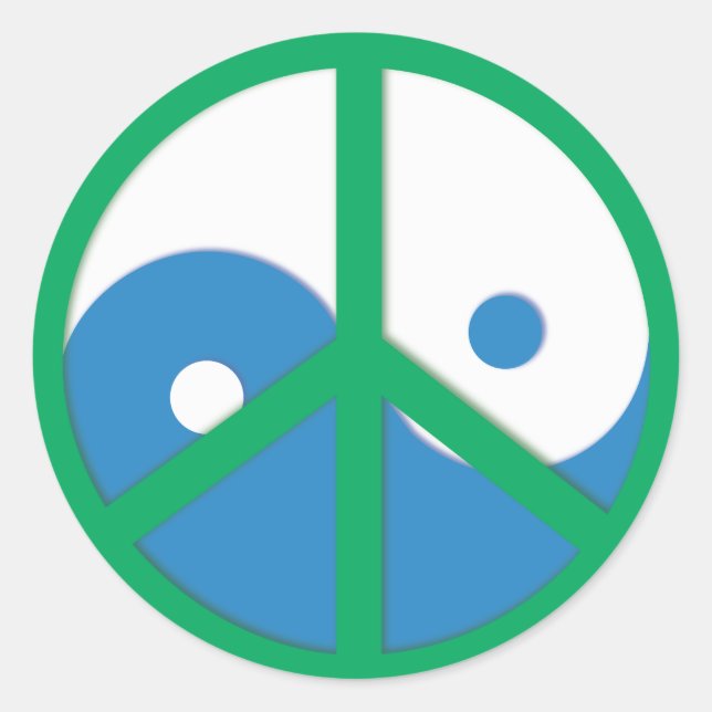 Yin-Yang mit Friedenszeichen Runder Aufkleber (Vorderseite)