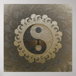 Yin Yang mit Tree of Life von Amelia Carrie in tan Poster