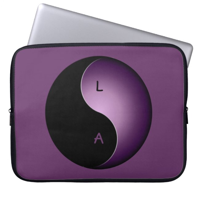 Yin-Yang-Monogramm - lila Laptopschutzhülle (Vorderseite)