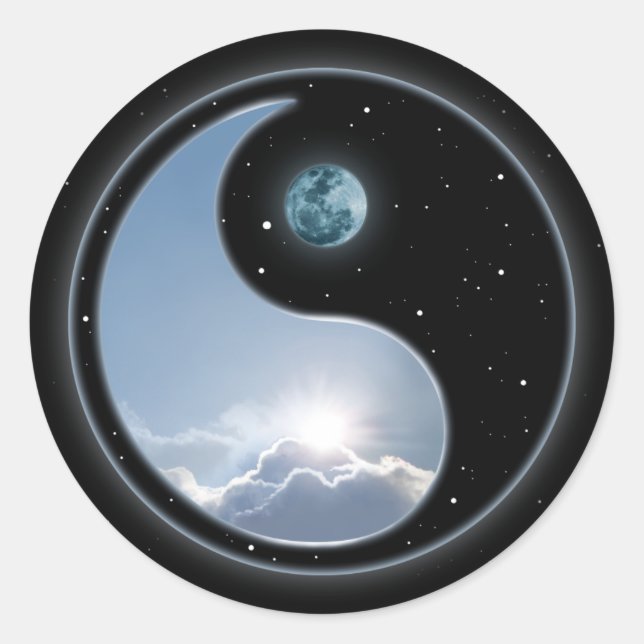 Yin Yang Moon Sun Runder Aufkleber (Vorderseite)