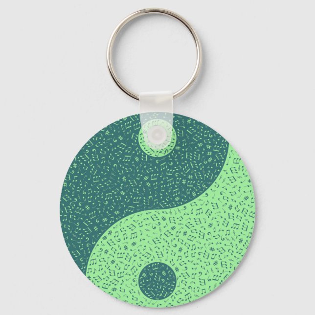 Yin Yang Musiknotens Schlüsselanhänger (Vorderseite)