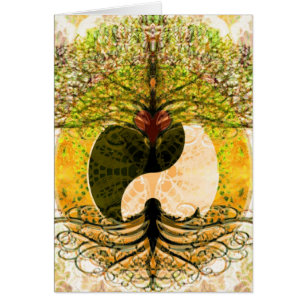 Yin Yang Muster mit Baum des Lebens