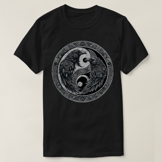 Yin Yang Nordic Raven T-Shirt (Design vorne)