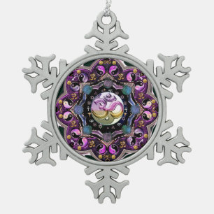 Yin-Yang OM Mond-Mandala-Weihnachtsverzierung Schneeflocken Zinn-Ornament