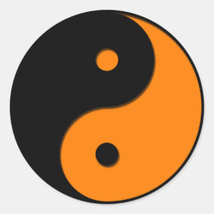 Yin Yang - orange 1 Runder Aufkleber
