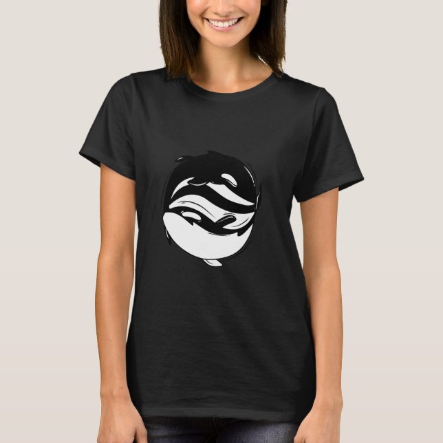 Yin Yang Orca Whale Long Sleeve T-Shirt (Vorderseite)