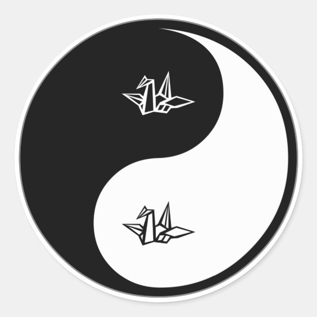 Yin Yang Origami Runder Aufkleber (Vorderseite)