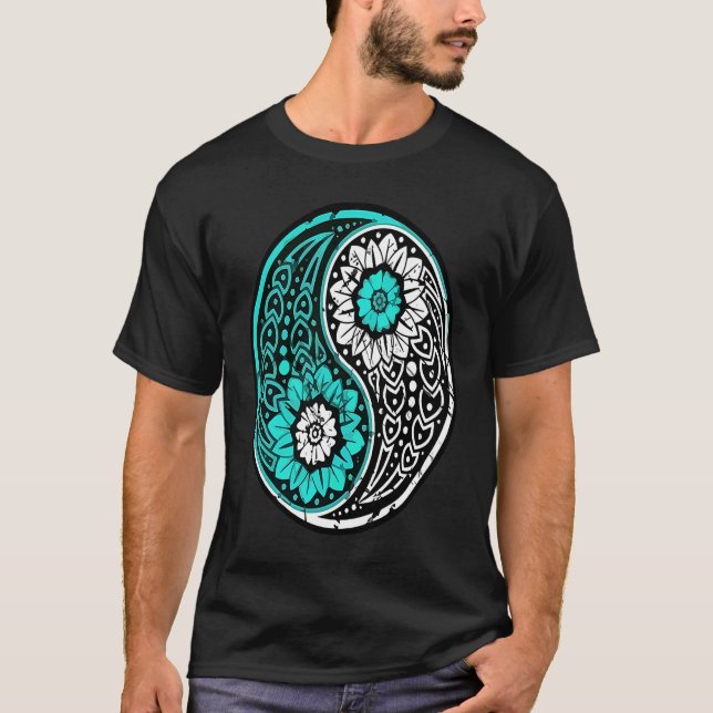 Yin Yang Ornate Namaste Yoga Peace Mindfulness Med T-Shirt (Vorderseite)