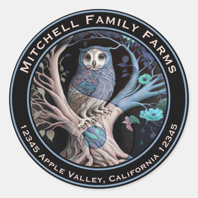 Yin Yang Owl Business-Logo Runder Aufkleber (Vorderseite)