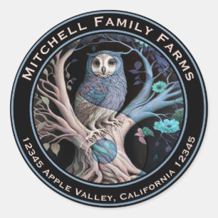 Yin Yang Owl Business-Logo Runder Aufkleber