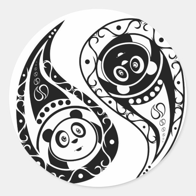 Yin-Yang Panda Runder Aufkleber (Vorderseite)