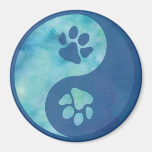 Yin Yang Paw Blue Magnet