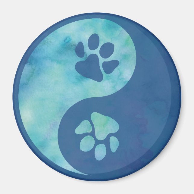 Yin Yang Paw Blue Magnet (Vorne)