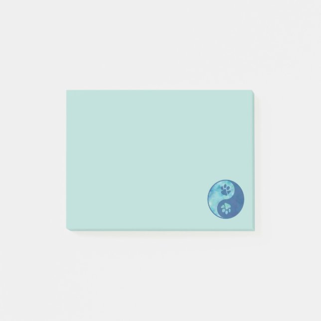 Yin Yang Paw Blue Post-it Klebezettel (Vorderseite)