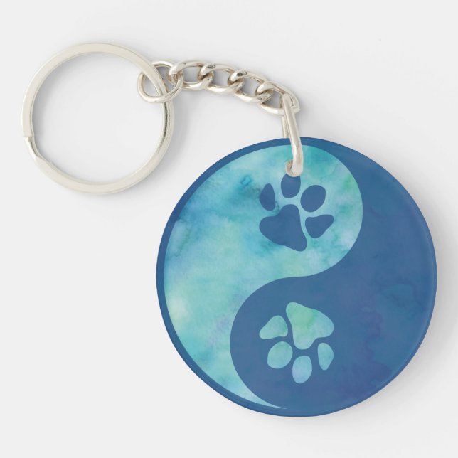 Yin Yang Paw Blue Schlüsselanhänger (Vorderseite)