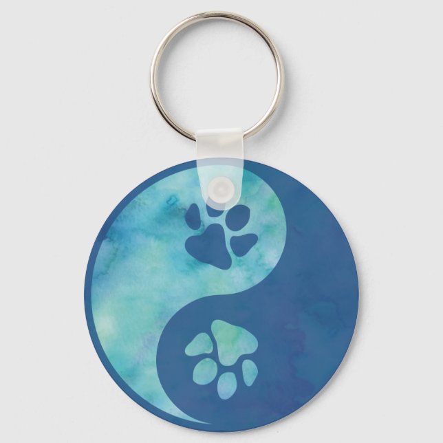 Yin Yang Paw Blue Schlüsselanhänger (Vorderseite)