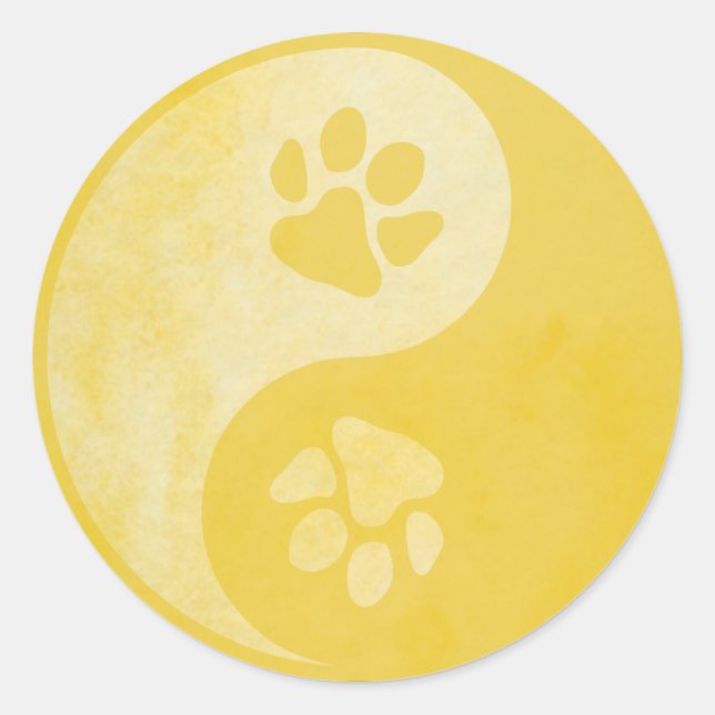 Yin Yang Paw Gold Runder Aufkleber (Vorderseite)