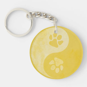 Yin Yang Paw Gold Schlüsselanhänger