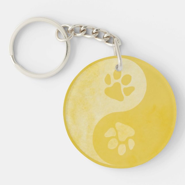 Yin Yang Paw Gold Schlüsselanhänger (Vorderseite)