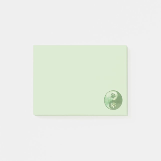 Yin Yang Paw Green Post-it Klebezettel (Vorderseite)