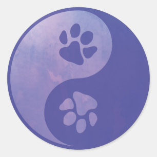 Yin Yang Paw Lila Classic Round Sticker