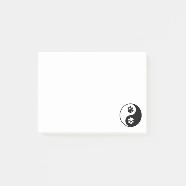 Yin Yang Paw Post-it Klebezettel (Vorderseite)