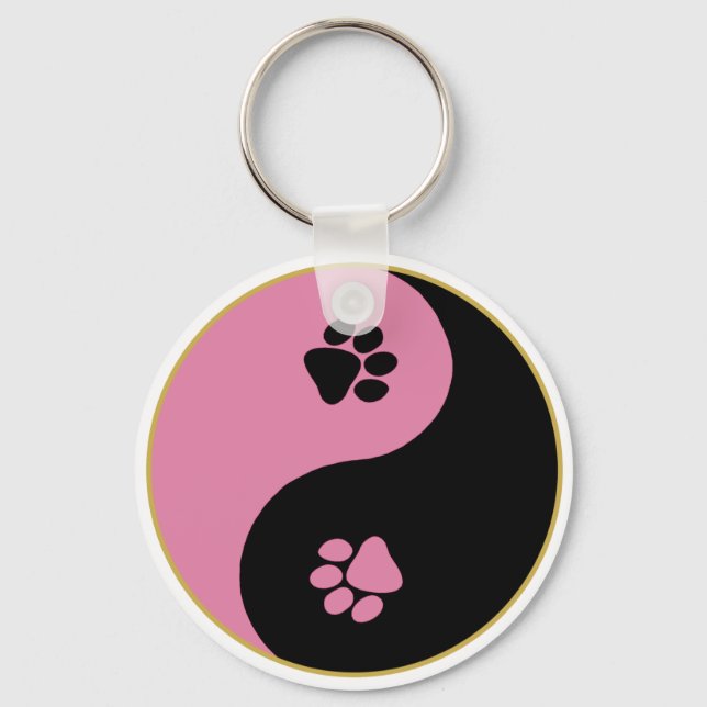 Yin Yang Paws Pink Schlüsselanhänger (Vorderseite)