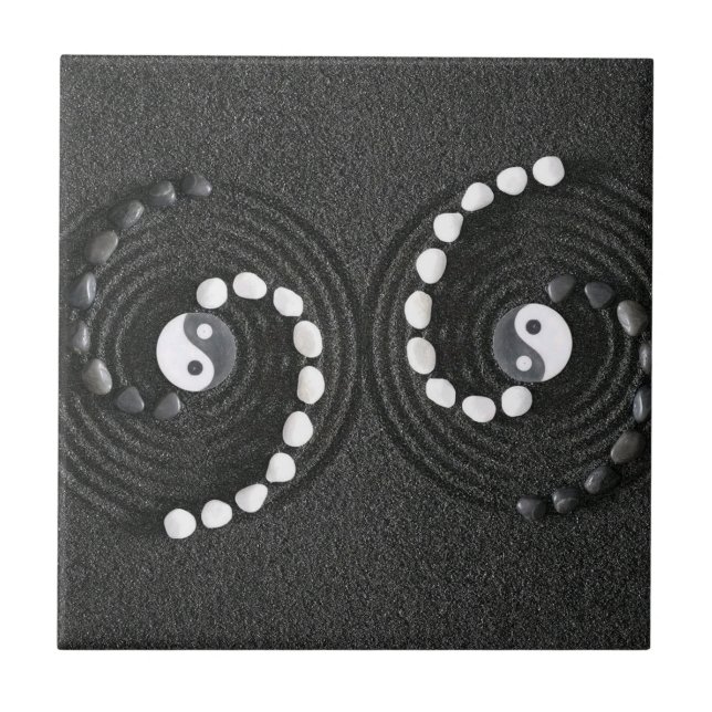 Yin Yang Pebble Spiral" Fliese (Vorderseite)