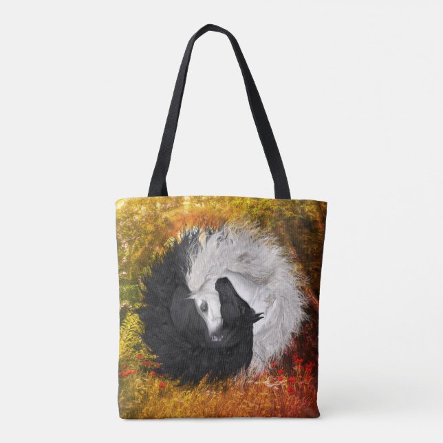 Yin Yang Pferdesommer-Fall 2 versah Tasche mit (Rückseite)