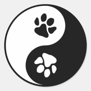 Yin Yang Pfote Klassischer Rund Sticker