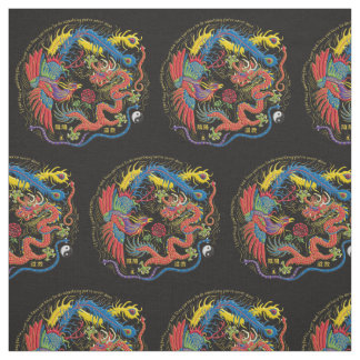 Yin Yang Phoenix und Drache-Gewebe Stoff
