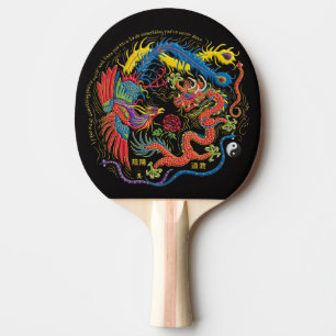 Yin Yang Phoenix und Drache-Klingeln Pong Paddel Tischtennis Schläger