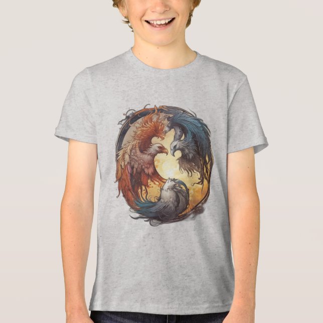 Yin Yang Phoenix - Wiederherstellung durch Balance Tri-Blend Shirt (Vorderseite)