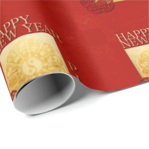Yin Yang Pig Papercut Chinese Year 2019 Wrapping P Geschenkpapier