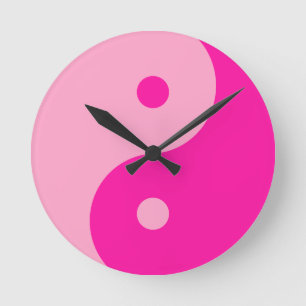 Yin Yang Pink Runde Wanduhr