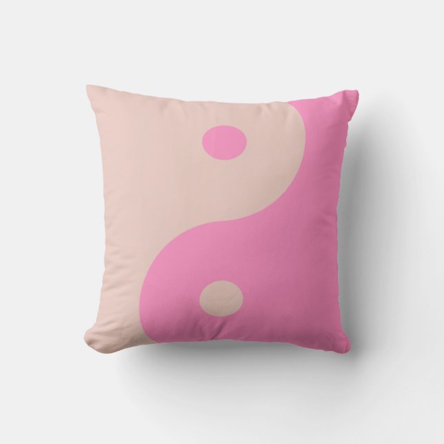Yin Yang Print Peach and Pink Preppy Minimalismus Kissen (Vorderseite)