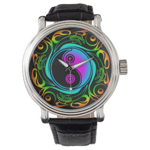 Yin Yang Psychedelic Rainbow Tattoo Armbanduhr