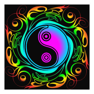 Yin Yang Psychedelic Rainbow Tattoo Fotodruck