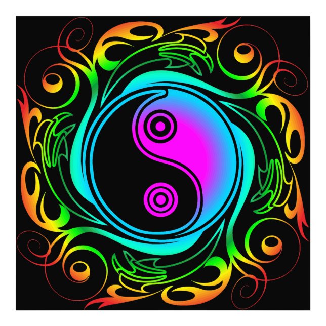 Yin Yang Psychedelic Rainbow Tattoo Fotodruck (Vorne)