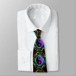 Yin Yang Psychedelic Rainbow Tattoo Krawatte