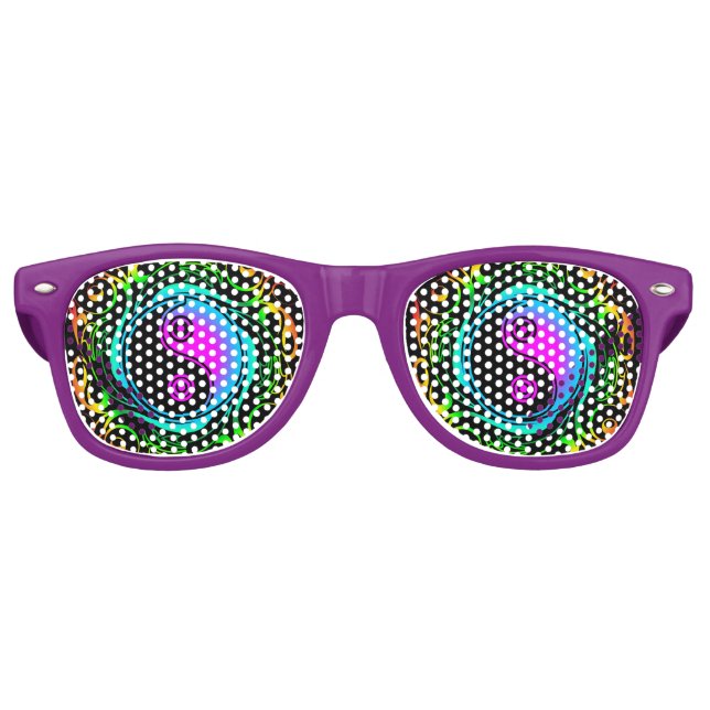 Yin Yang Psychedelic Rainbow Tattoo Partybrille (Vorderseite)